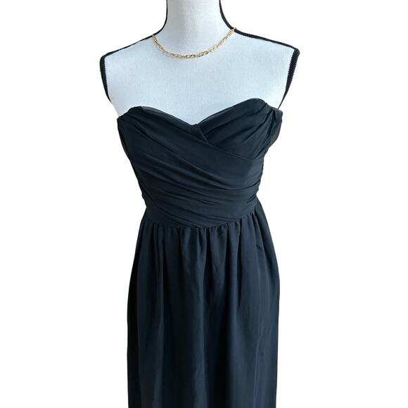 Elise Bergman 100% Silk Strapless Floor-Length Gown Black Chiffon Size Small - Picture 2 of 9